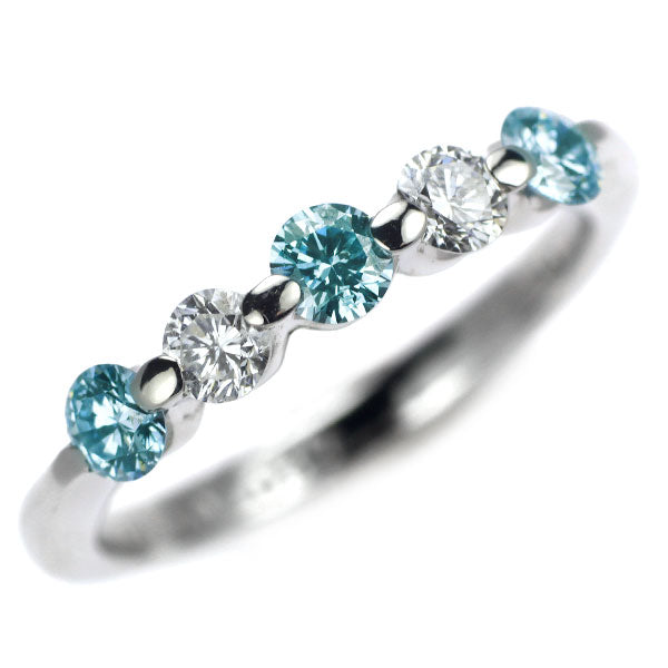 Pt900 トリート アイスブルー ダイヤモンド リング 0.30ct D0.20ct