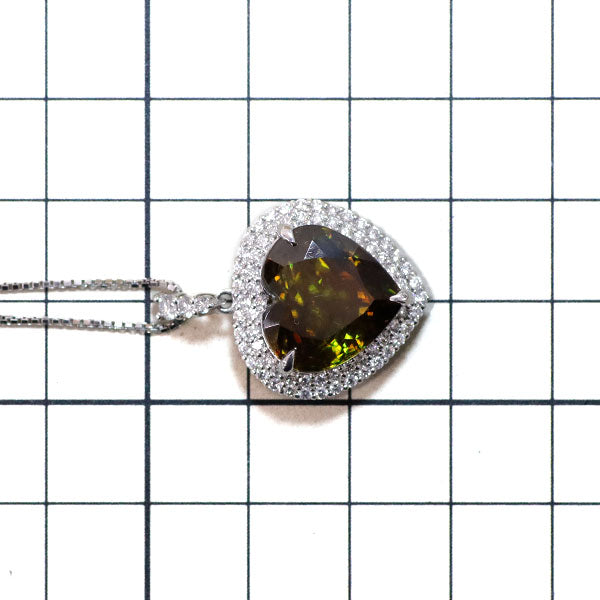 Pt ハートシェイプ スフェーン ダイヤモンド ペンダントネックレス 12.09ct D0.84ct