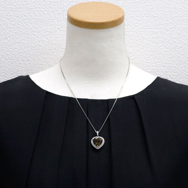 Pt ハートシェイプ スフェーン ダイヤモンド ペンダントネックレス 12.09ct D0.84ct