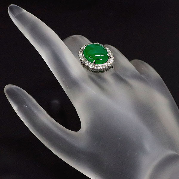 Pt950 翡翠 ダイヤモンド リング 8.643ct D0.98ct