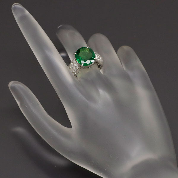 Pt900 グロッシュラーライトガーネット ダイヤモンド リング 5.150ct