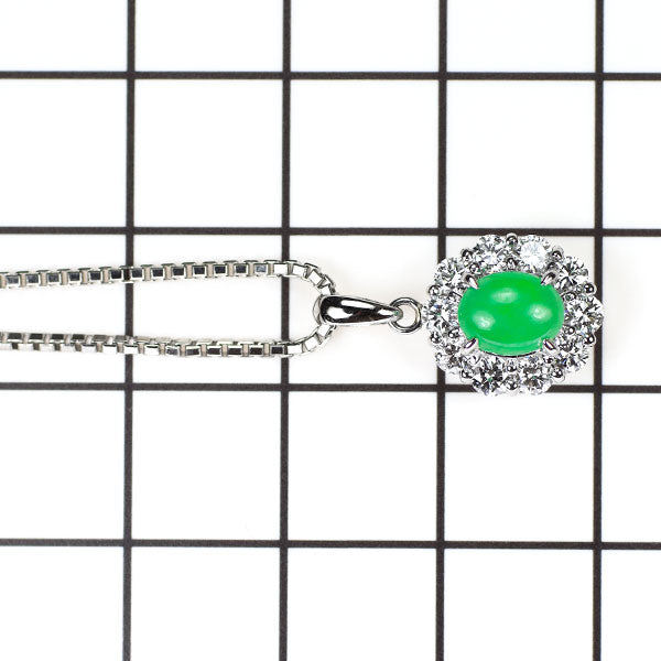 Pt900/ Pt850 翡翠 ダイヤモンド ペンダントネックレス 0.583ct D0.88ct