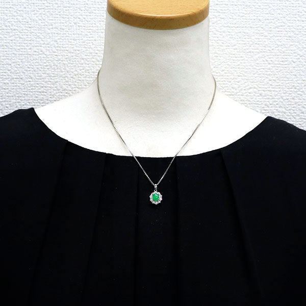 Pt900/ Pt850 翡翠 ダイヤモンド ペンダントネックレス 0.583ct D0.88ct