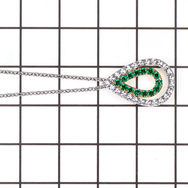 SUWA K18YG/Pt950 エメラルド シングルカットダイヤモンド ペンダントネックレス 0.20ct D0.30ct
