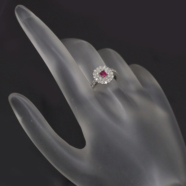希少 Pt950 レッドベリル ダイヤモンド リング 0.12ct D0.68ct