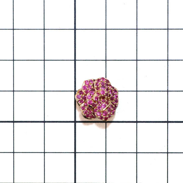 QVC K18PG ルビー ペンダントトップ フラワー 0.80ct パヴェ