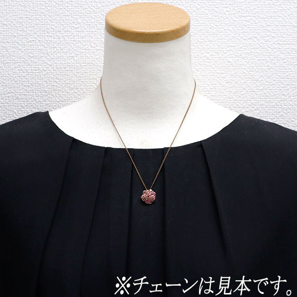 QVC K18PG ルビー ペンダントトップ フラワー 0.80ct パヴェ