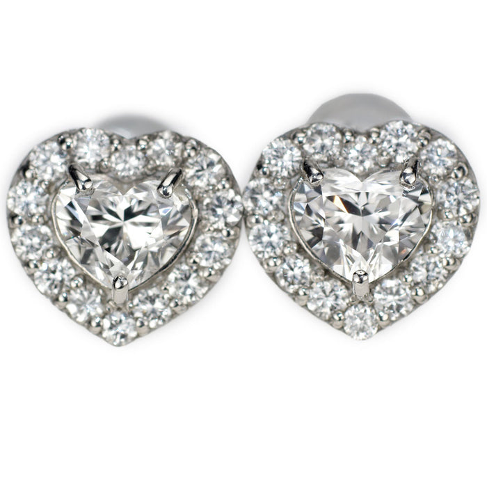 新品 Pt900/ Pt950 ハートシェイプ ダイヤモンド  ピアス 1.04ct D VS1 D0.48ct 【エスコレ】