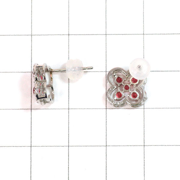 新品 Pt900 レッドスピネル ダイヤモンド ピアス 0.66ct D0.34ct フラワー