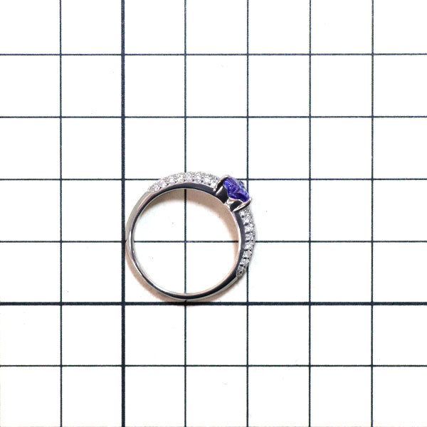 Pt900 ハートシェイプ タンザナイト ダイヤモンド リング 0.73ct D0.34ct