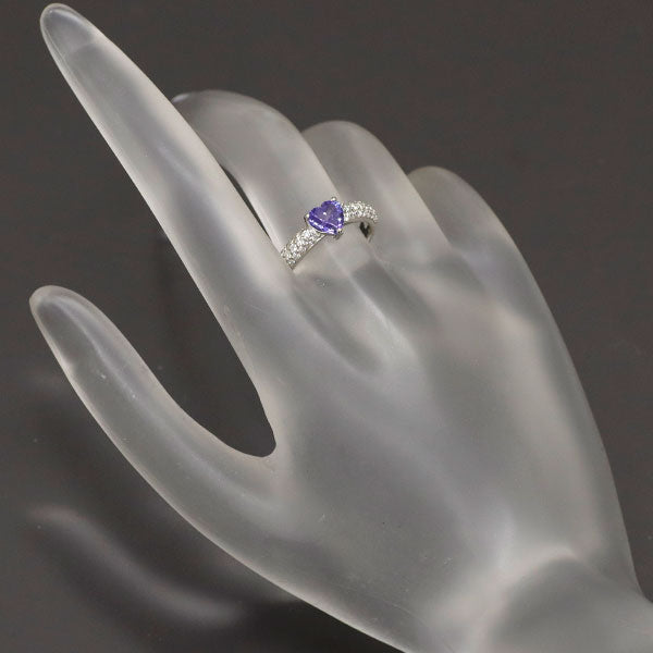 Pt900 ハートシェイプ タンザナイト ダイヤモンド リング 0.73ct D0.34ct