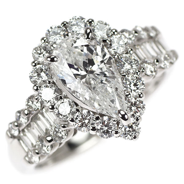 Pt900 ペアシェイプ ダイヤモンド リング 1.514ct D I1 D1.16ct