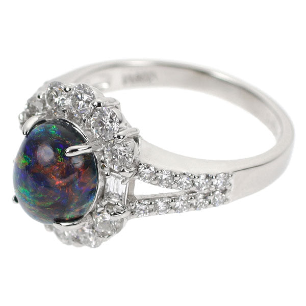 Pt900 ブラックオパール ダイヤモンド リング 1.95ct D1.13ct
