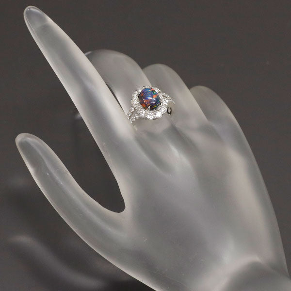 Pt900 ブラックオパール ダイヤモンド リング 1.95ct D1.13ct