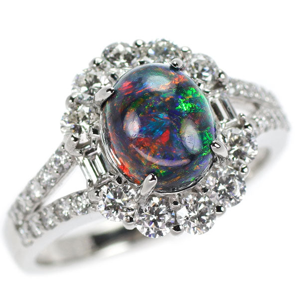 Pt900 ブラックオパール ダイヤモンド リング 1.95ct D1.13ct