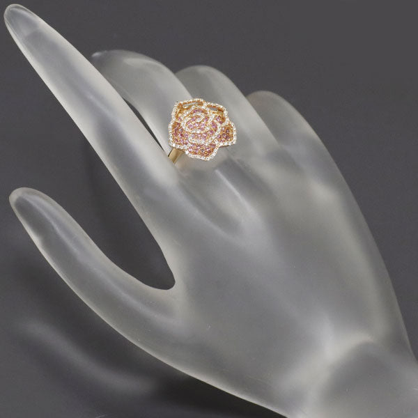 K18PG ピンクサファイア ダイヤモンド リング 0.70ct D0.35ct フラワー