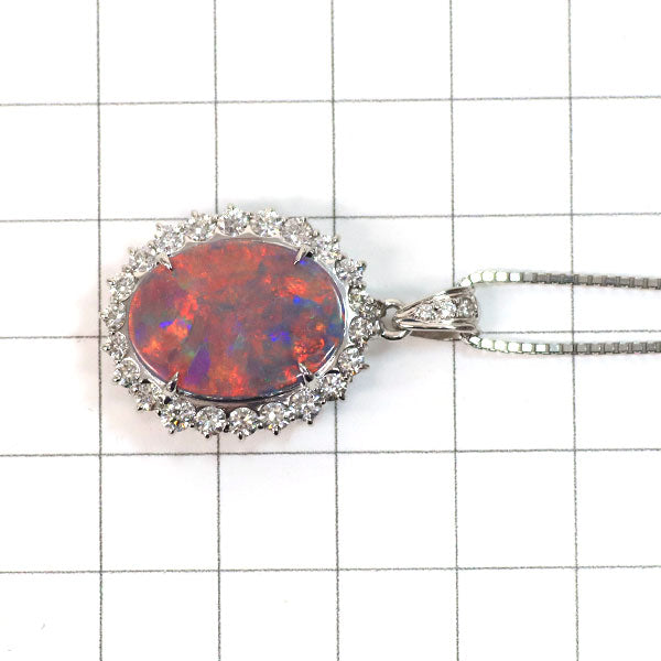 Pt ブラックオパール ダイヤモンド ペンダントネックレス 5.19ct D1.43ct