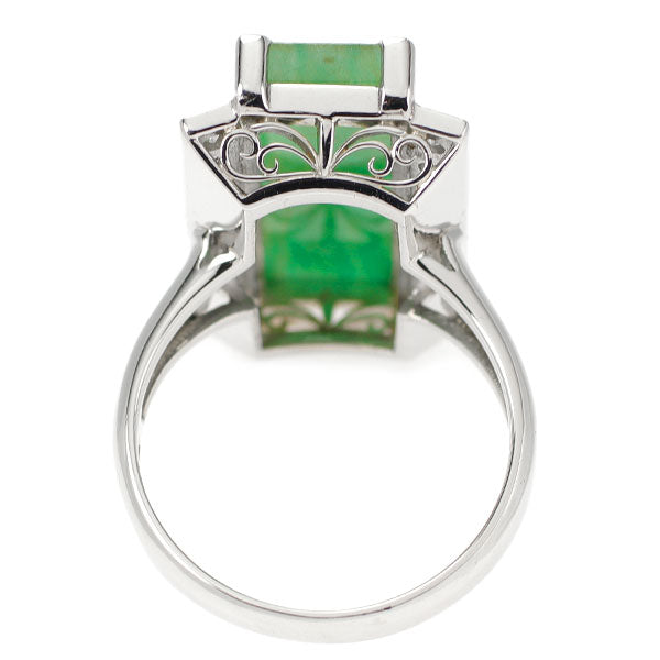 Pt900 翡翠 ダイヤモンド リング 5.52ct D0.47ct