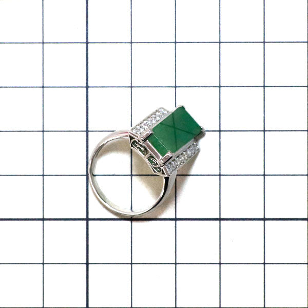 Pt900 翡翠 ダイヤモンド リング 5.52ct D0.47ct