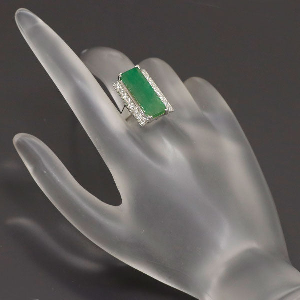 Pt900 翡翠 ダイヤモンド リング 5.52ct D0.47ct