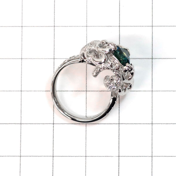Pt900 グリーンサファイア ダイヤモンド リング 1.64ct D0.28ct