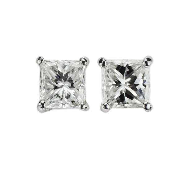 新品 Pt900 プリンセスカット ダイヤモンド ピアス 0.619ct F/G VS1-2
