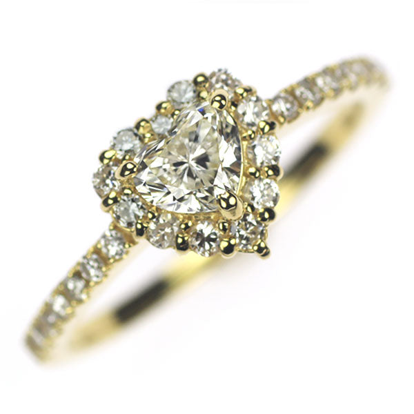 新品 K18YG ハートシェイプ ダイヤモンド  リング 0.425ct J SI1 D0.32ct