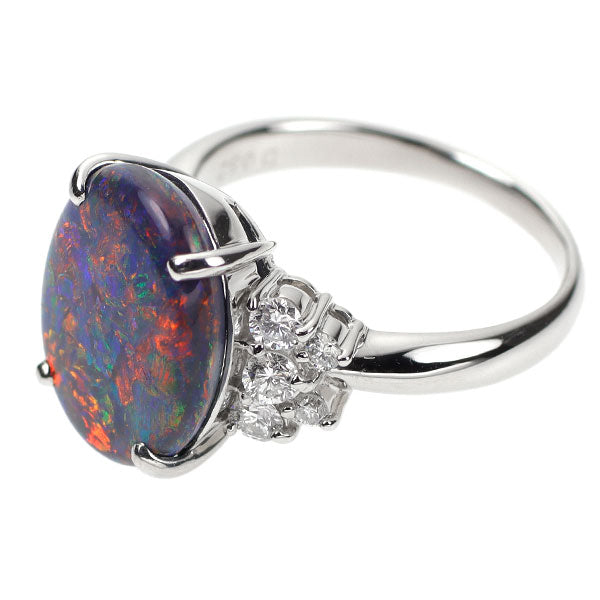 Pt900 ブラック オパール ダイヤモンド リング 4.82ct D0.52ct