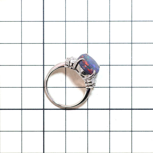 Pt900 ブラック オパール ダイヤモンド リング 4.82ct D0.52ct