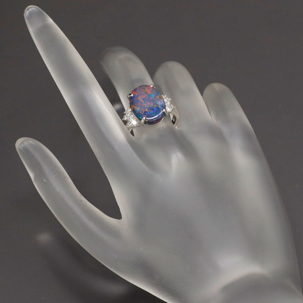 Pt900 ブラック オパール ダイヤモンド リング 4.82ct D0.52ct