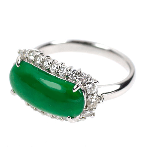 Pt900 翡翠 ダイヤモンド リング 3.14ct D0.73ct
