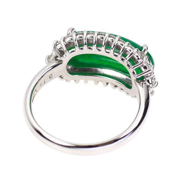 Pt900 翡翠 ダイヤモンド リング 3.14ct D0.73ct