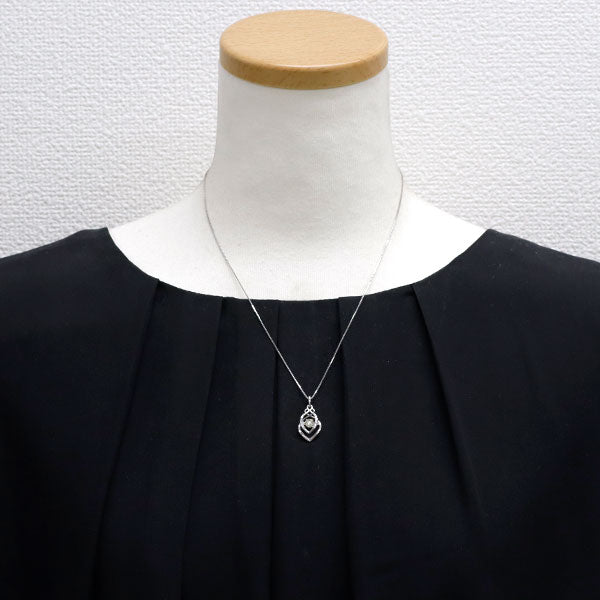 K18WG/ Pt850 ダイヤモンド  ペンダントネックレス 0.406ct D0.11ct