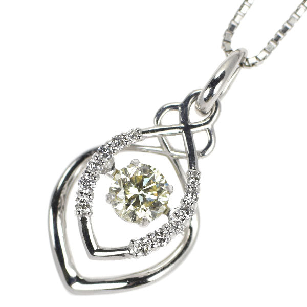 K18WG/ Pt850 ダイヤモンド  ペンダントネックレス 0.406ct D0.11ct