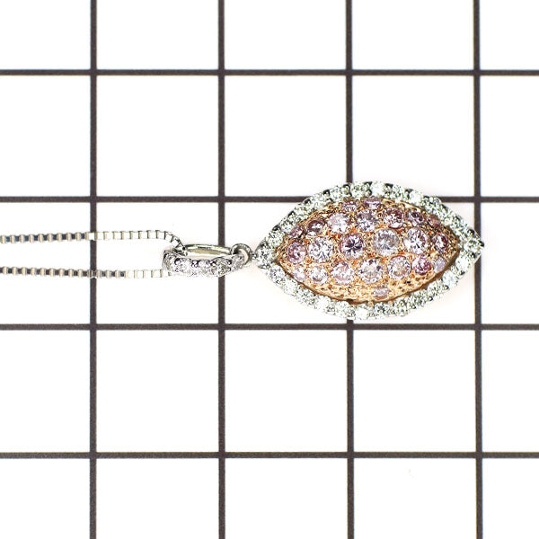 希少 Pt900/K18PG/Pt850 天然ピンクダイヤモンド ペンダントネックレス PD0.50ct D0.28ct パヴェ