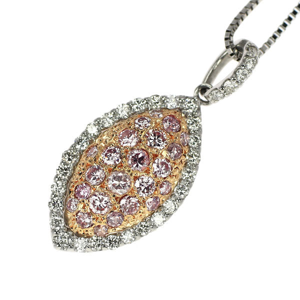 希少 Pt900/K18PG/Pt850 天然ピンクダイヤモンド ペンダントネックレス PD0.50ct D0.28ct パヴェ