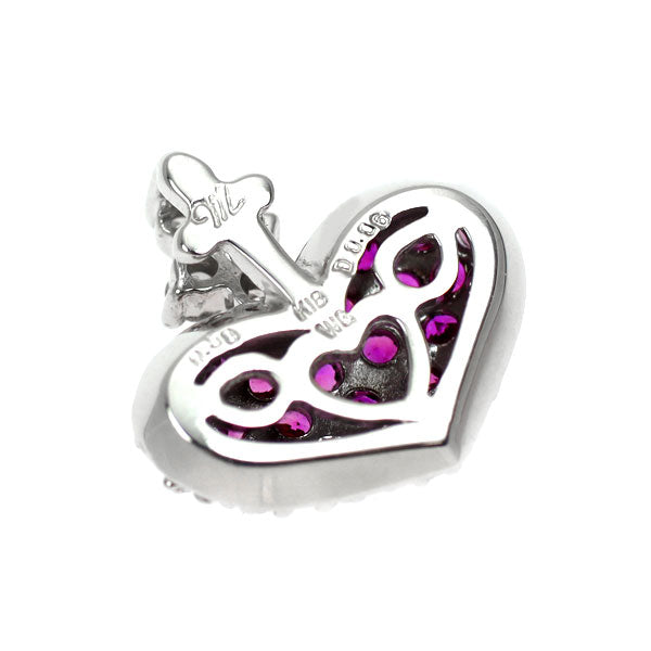 笠原真寿美 K18WG ルビー ダイヤモンド ペンダントトップ 0.50ct D0.06ct パヴェ ハート