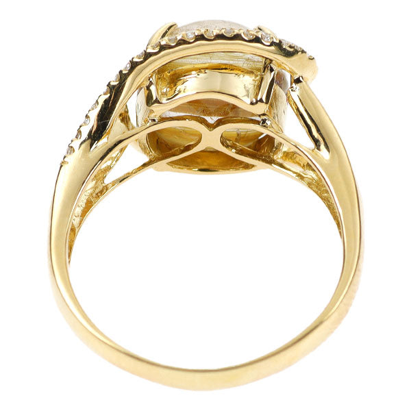 K18YG ルチルクオーツキャッツアイ ダイヤモンド リング 6.50ct D0.20ct