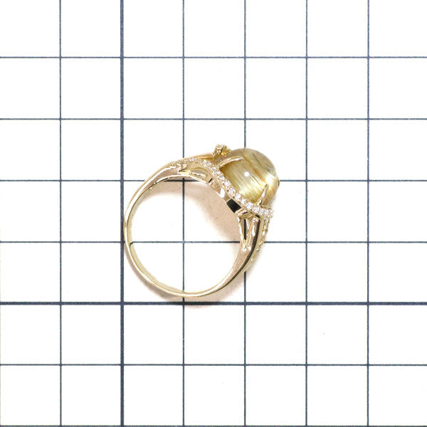 K18YG ルチルクオーツキャッツアイ ダイヤモンド リング 6.50ct D0.20ct