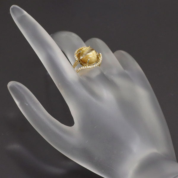 K18YG ルチルクオーツキャッツアイ ダイヤモンド リング 6.50ct D0.20ct