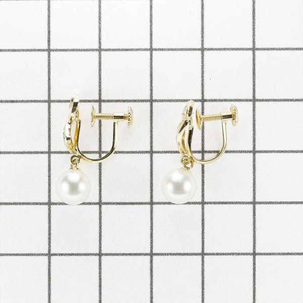 K18YG アコヤ真珠 ダイヤモンド イヤリング 径約 6.8mm リボン