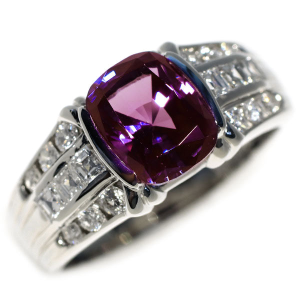 京セラ/ムーンジュエリー Pt900 再結晶アレキサンドライト ダイヤモンド リング 2.30ct D0.41ct