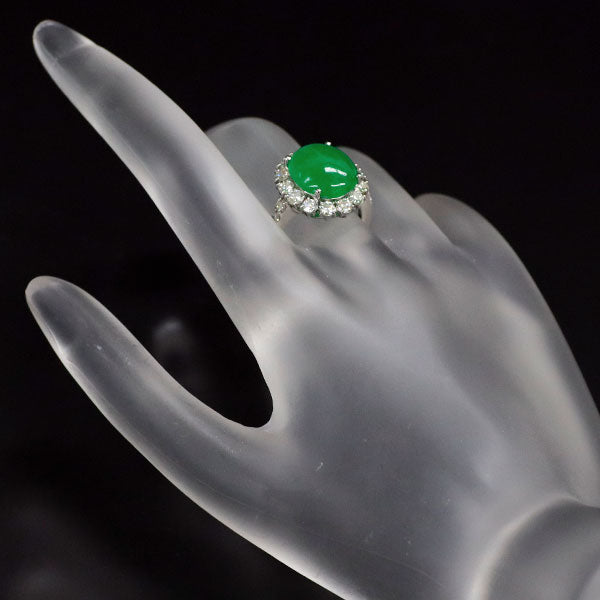 Pt950 翡翠 ダイヤモンド リング 5.04ct D1.05ct
