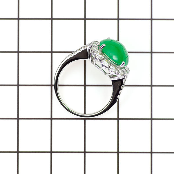 Pt950 翡翠 ダイヤモンド リング 5.04ct D1.05ct