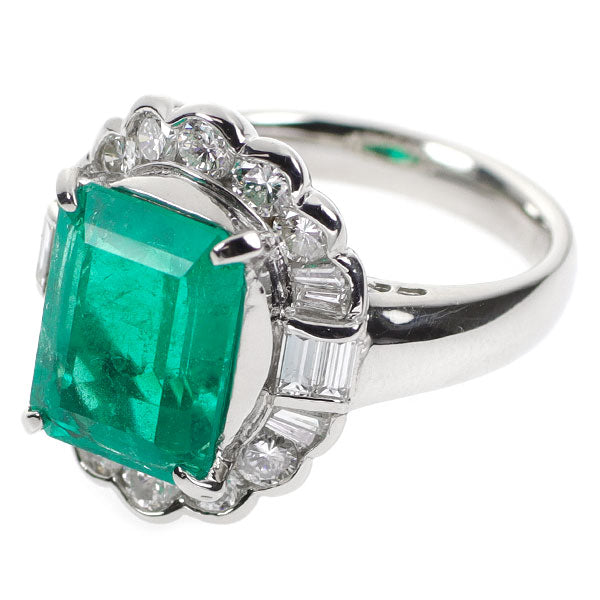 Pt900 エメラルド ダイヤモンド リング 4.39ct D1.12ct