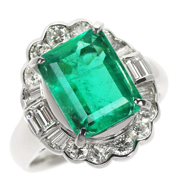 Pt900 エメラルド ダイヤモンド リング 4.39ct D1.12ct