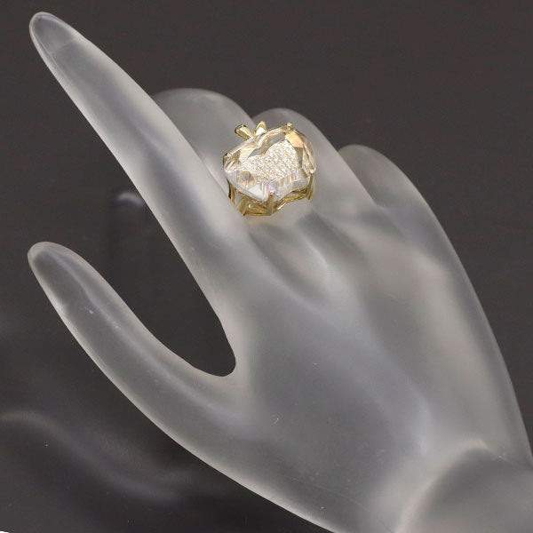 K18YG ロッククリスタル ダイヤモンド リング 9.15ct D0.35ct