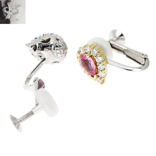 カラッチ K18YG/WG ピンクサファイア ダイヤモンド イヤリング 0.92ct D0.64ct