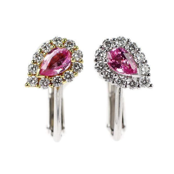 カラッチ K18YG/WG ピンクサファイア ダイヤモンド イヤリング 0.92ct D0.64ct