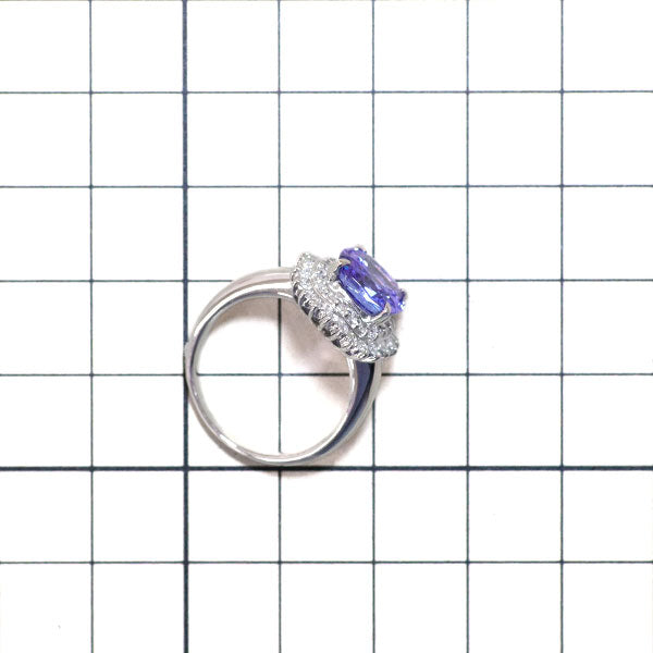 Pt900 タンザナイト ダイヤモンド リング 3.258ct D0.54ct